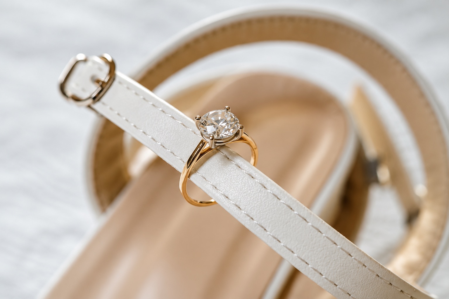 Jaci's engagement ring on a bridal sandal in Watertown, Upstate New York