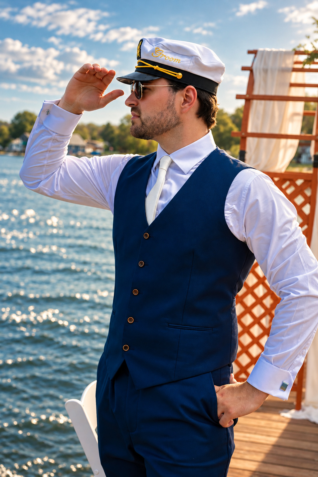 Vincent salutes from the dock in Watertown, Upstate New York