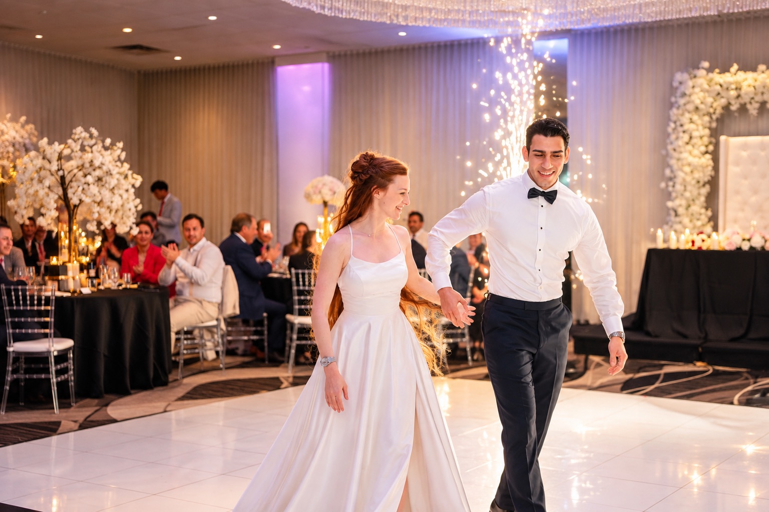Jenna and Pouya dancing in the ballroom