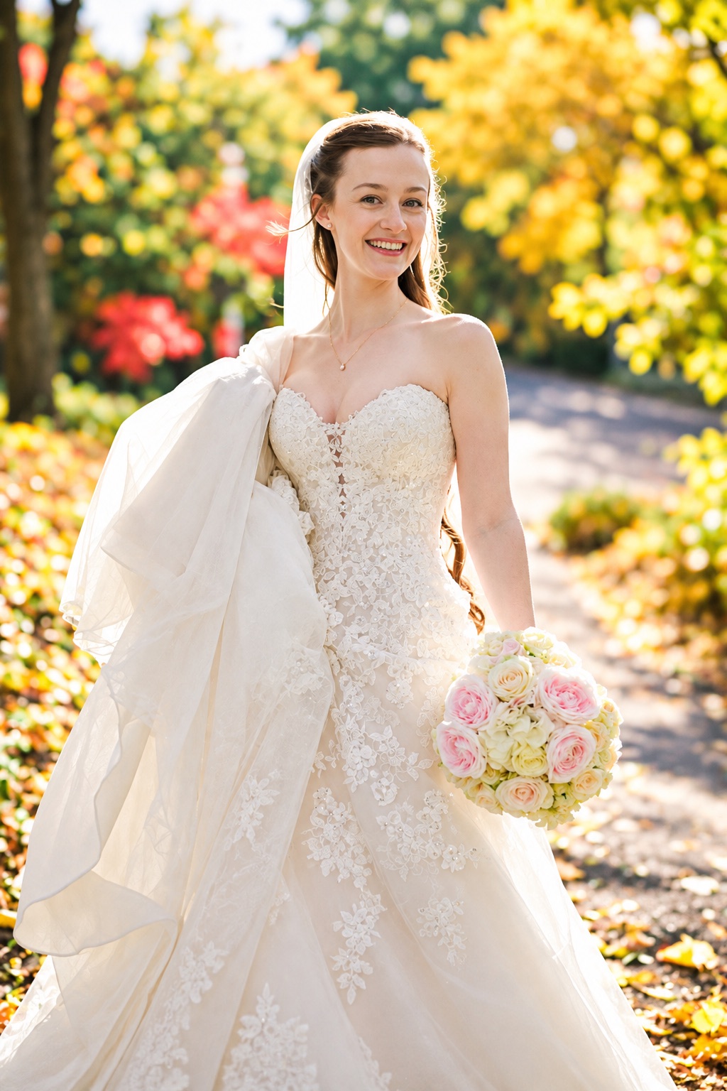 Jenna in a golden autumn bridal portrait