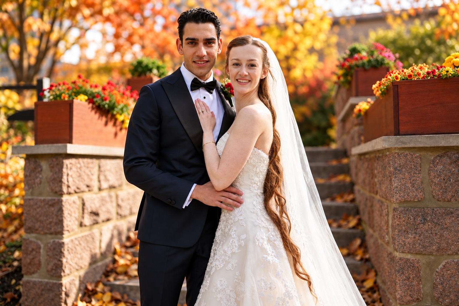 Jenna and Pouya in the autumn park