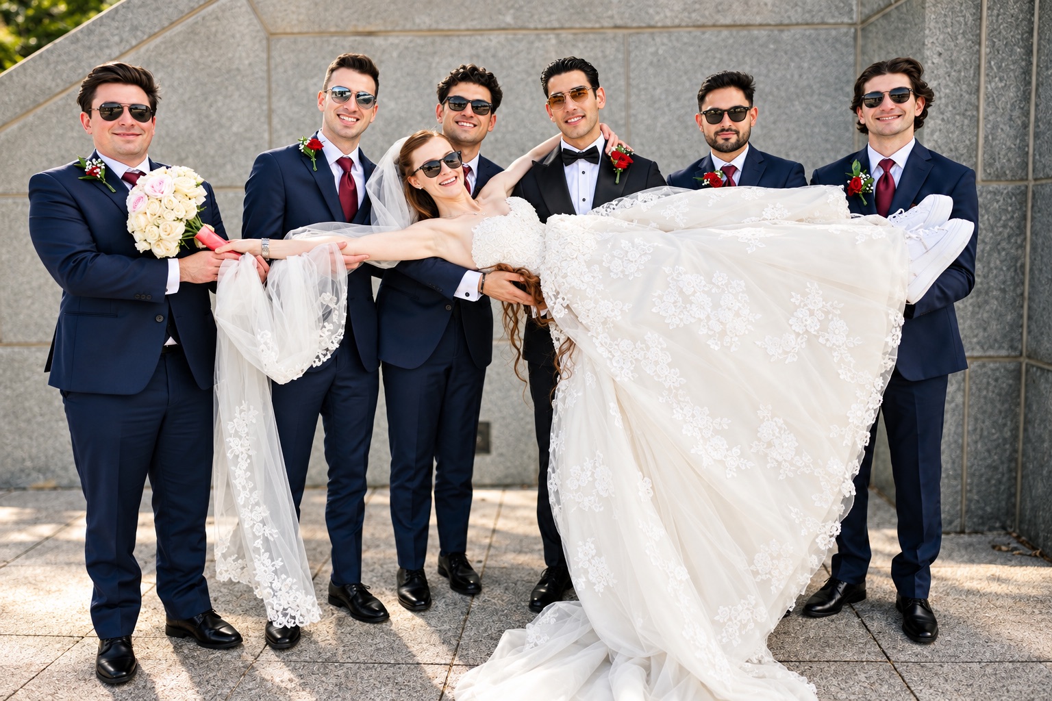 Jenna and Pouya with their wedding party