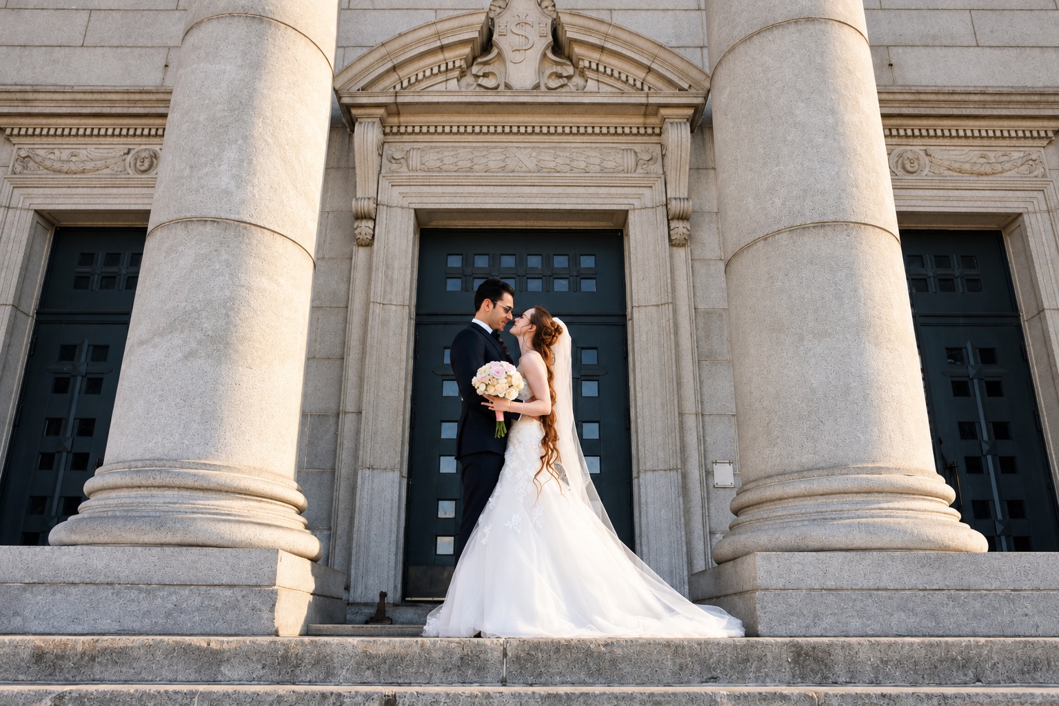 Jenna and Pouya on the courthouse steps