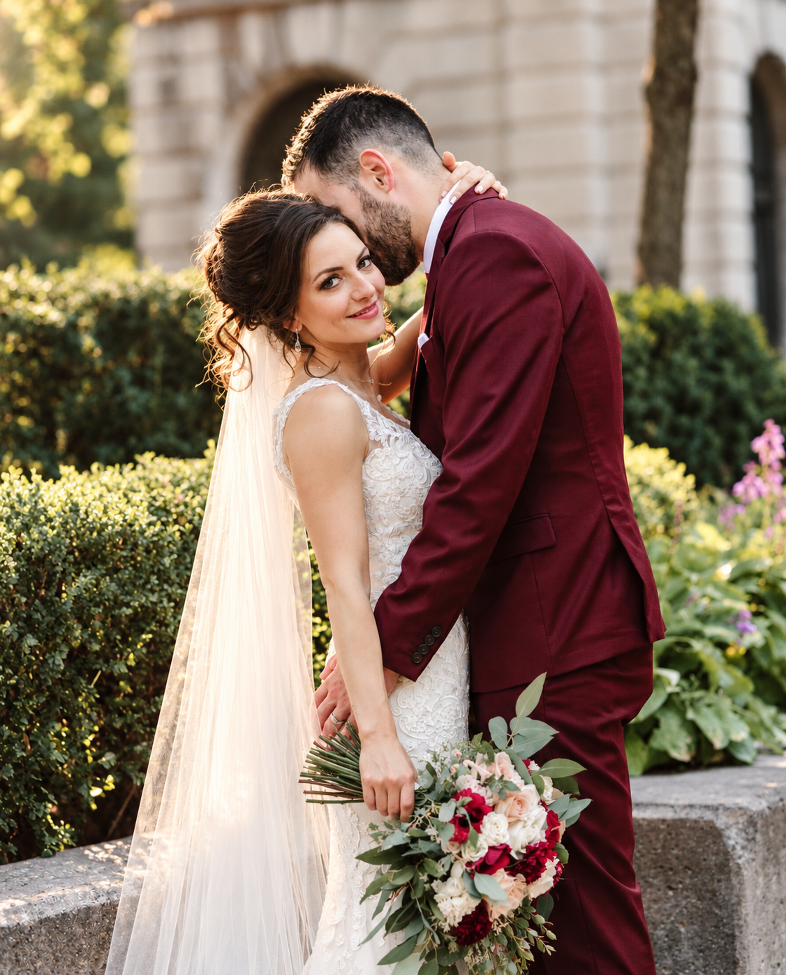 Kenneth kissing Kristine during portraits