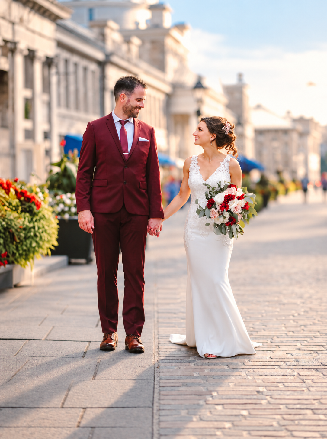 Kristine and Kenneth walking in Old Montreal