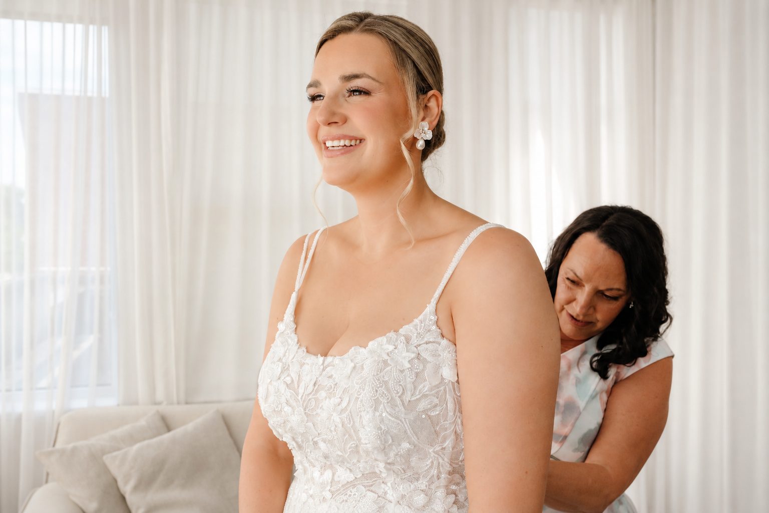 Laurie getting ready with a friend