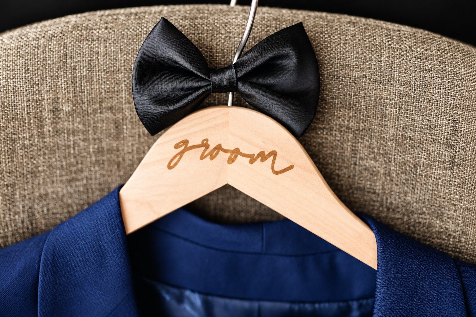 Shadi's groom hanger and bow tie