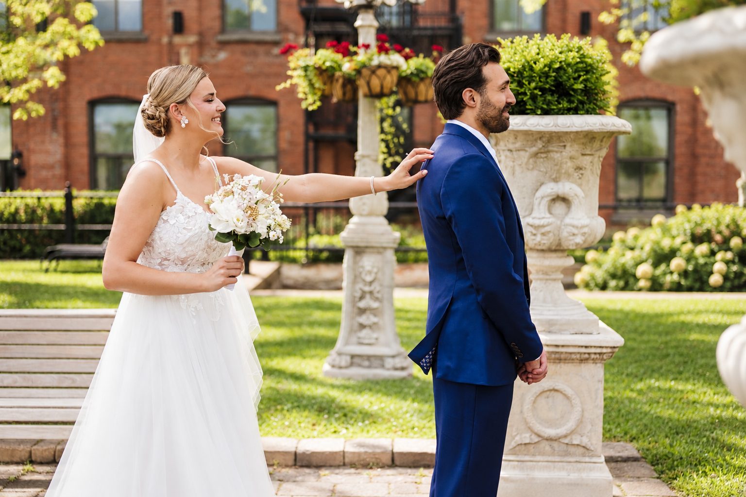 Laurie and Shadi's first look in the garden