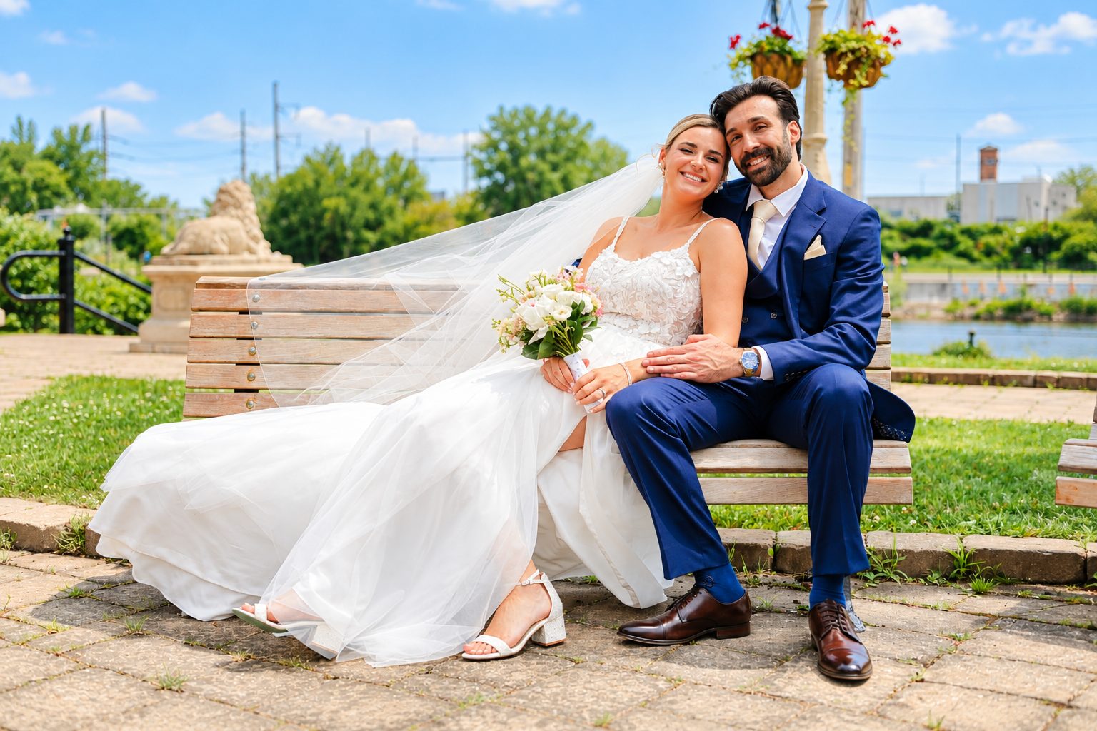 Laurie and Shadi seated by the river