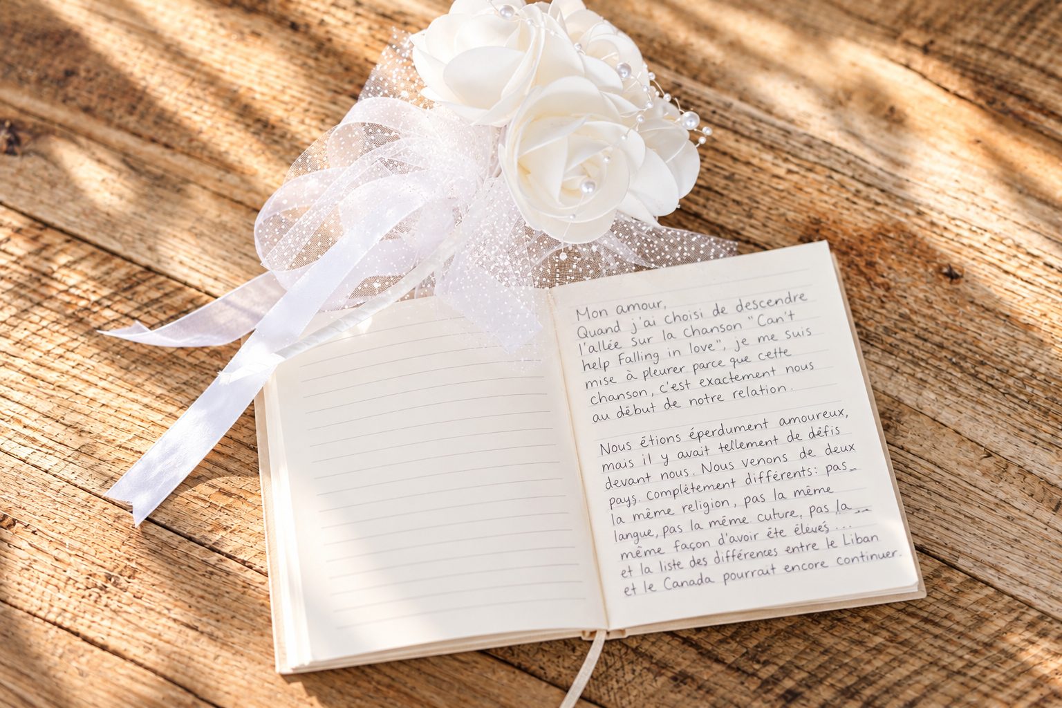 Laurie's vows beside her shoe