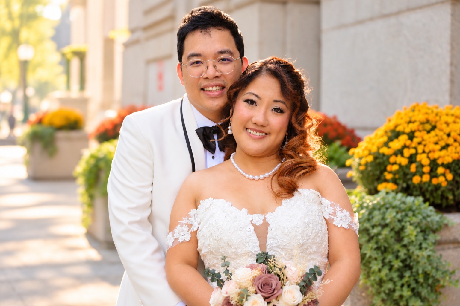 Mae and Daryl in a golden-hour portrait