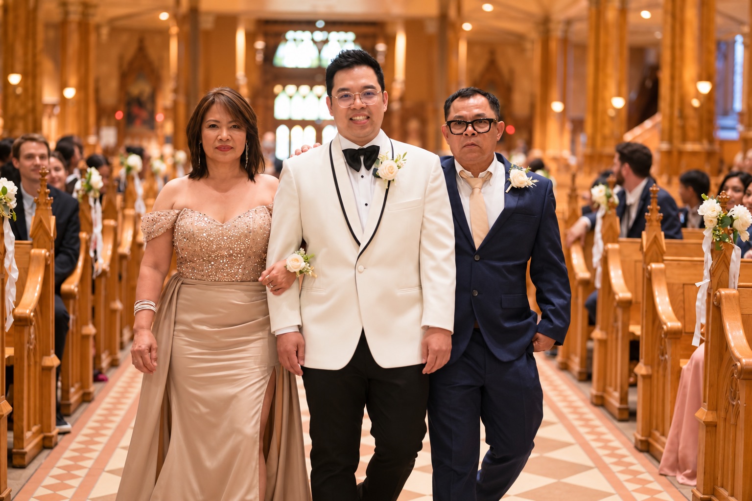 Daryl walking down the aisle with his parents