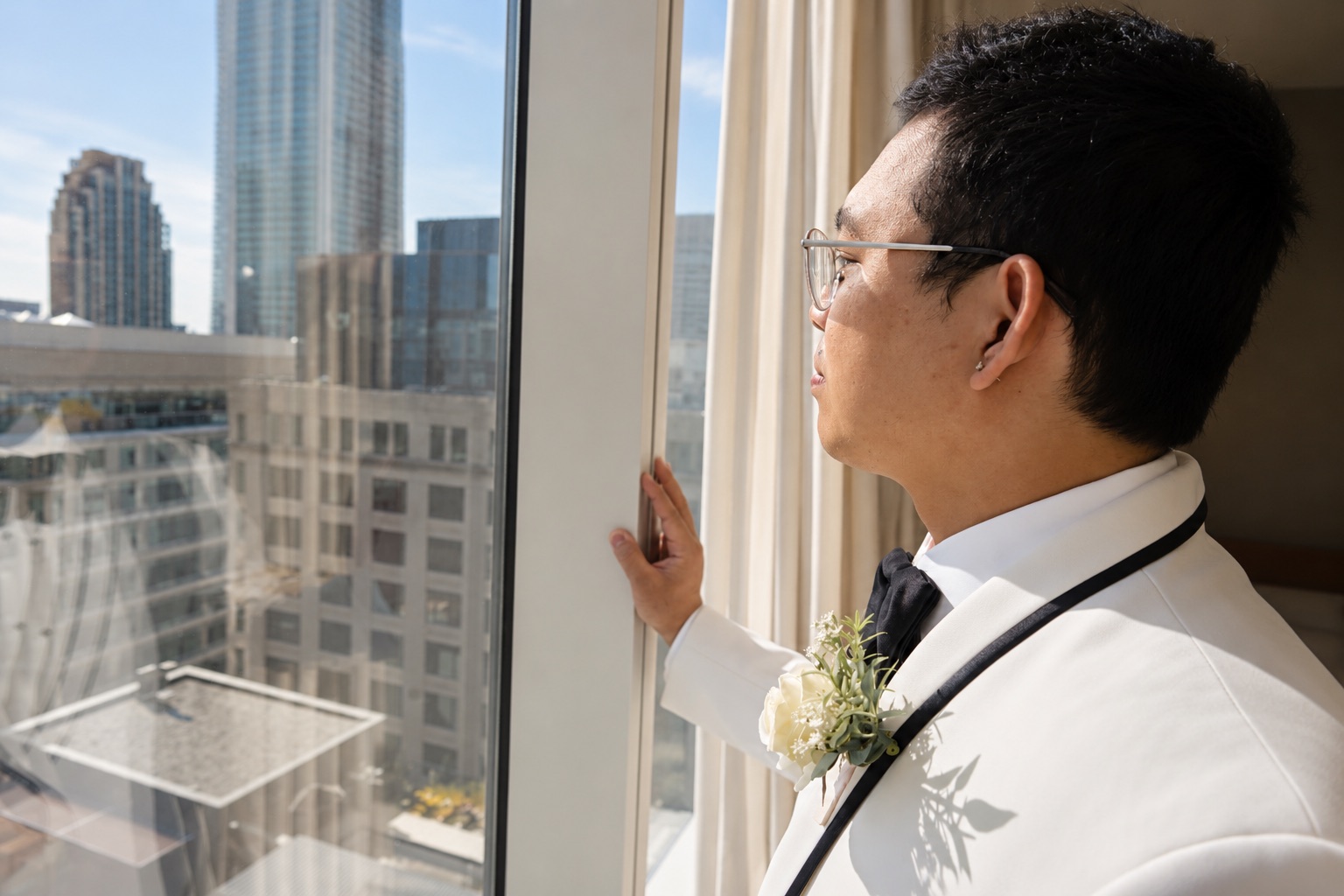 Daryl looking out over the city before the ceremony