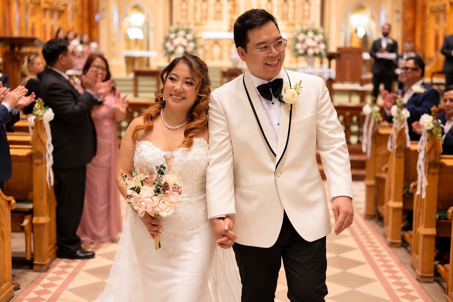Mae and Daryl walking back down the aisle
