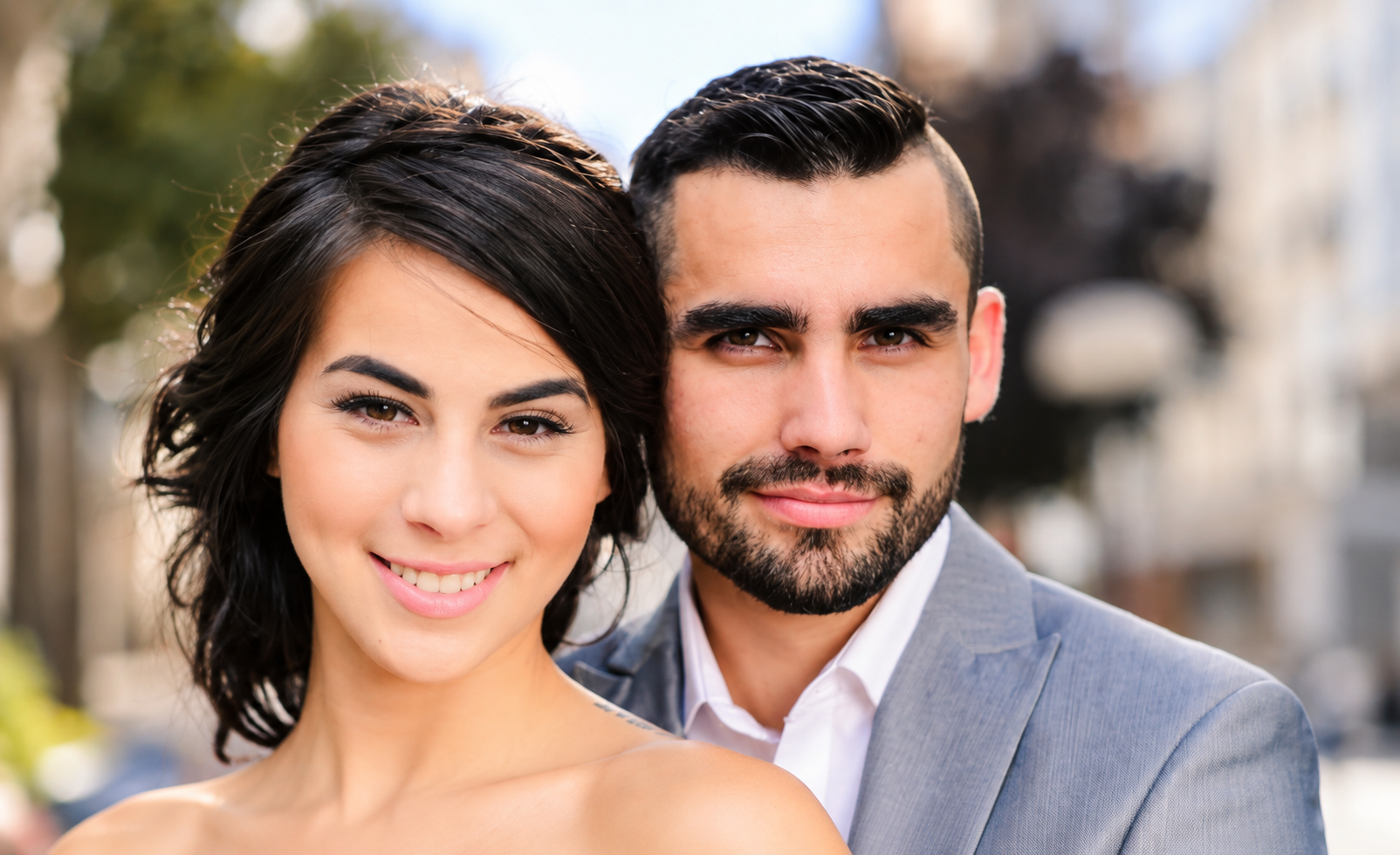 Close-up of Sara and Kevin smiling