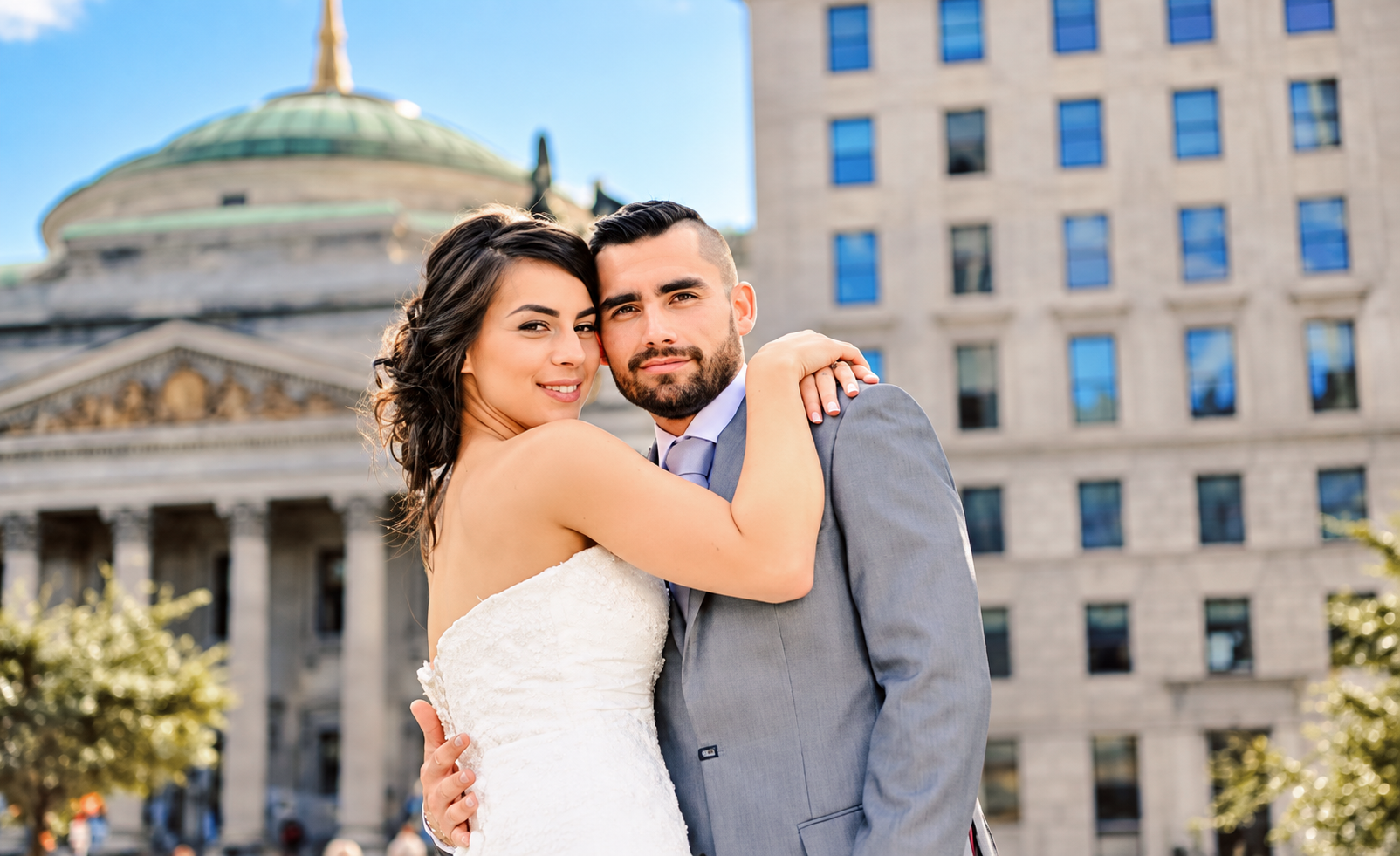 Sara and Kevin in front of Marché Bonsecours